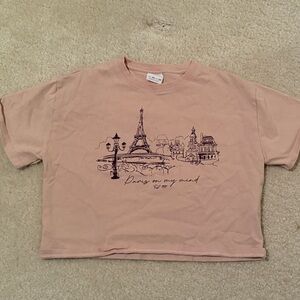 Zara Pink Paris Graphic Tee